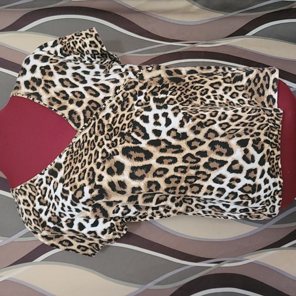 Gold studded leopard print top Ruby Rd